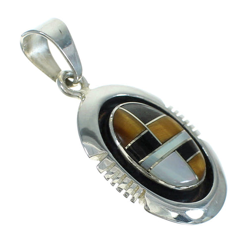 Genuine Sterling Silver Multicolor Inlay Southwest Pendant YX67457